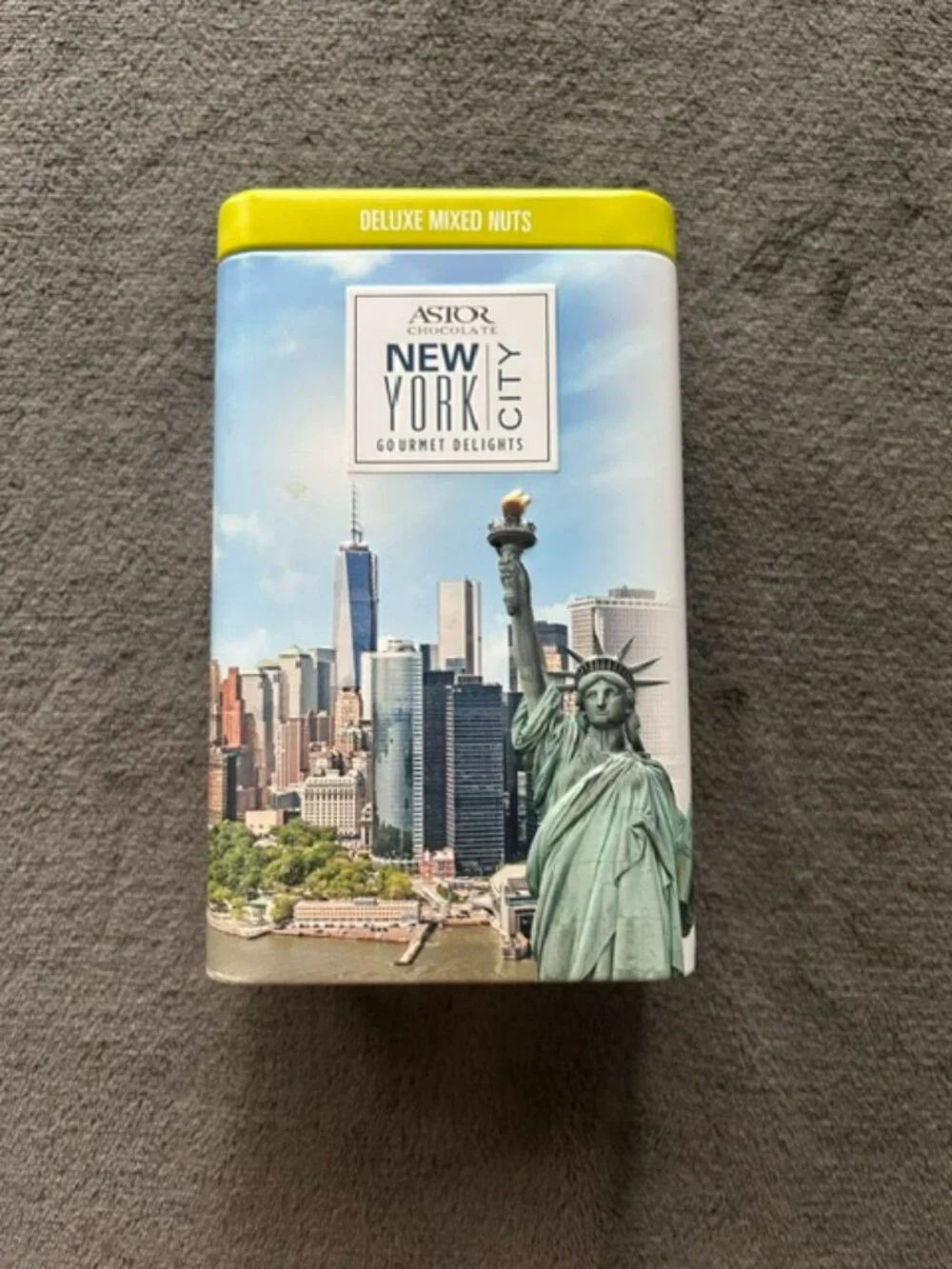 Astor Chocolate New York City Embossed Mixed Nuts Tin, Empty